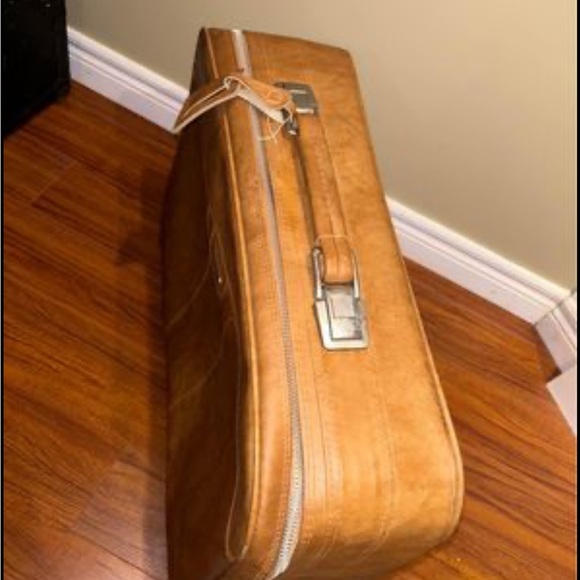 Samsonsite Cordoba Suitcase Brown Faux Leather Vintage - Picture 3 of 7